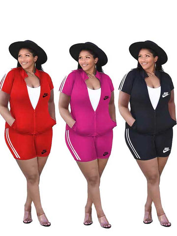 Plus Size Women Summer T-Shirt Set W642